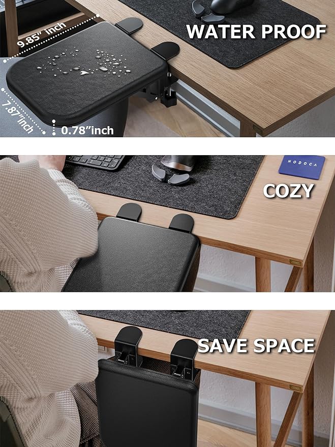 NODOCA Arm Rest for Desk, Ergonomics Wrist Rest, Desk Extender, Soft Sponge Built-in, Comfortable Arm Support for Desk, Foldable Elbow Rest for Desk, Home, Office(1pcs)