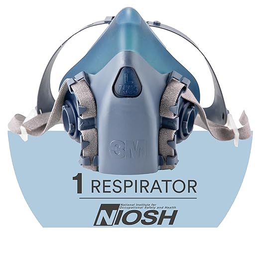 3M Reusable Respirator Half Facepiece 7503, NIOSH, Large | 3M Cool Flow Valve, Dual Airline Supplied Air Compatible, Integrated Dropdown Suspension, Bayonet Connections