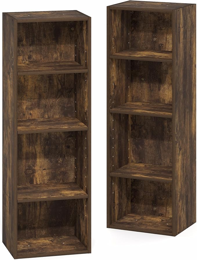 Furinno PASIR Book Shelf, 8-Tier Bookshelf, Bookcase with Open Shelf, 9.3 x 11.8 x 70.9, for Living Room, Bedroom, Home Office, Amber Pine