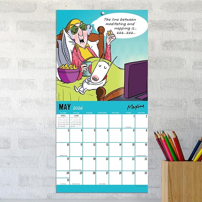 TF Publishing 2026 Maxine Mini Calendar with Monthly Grids for Appointments and Scheduling - Vertical Small Wall Calendar 2026 with Premium Matte Paper for Home and Office Organization - 7x7in