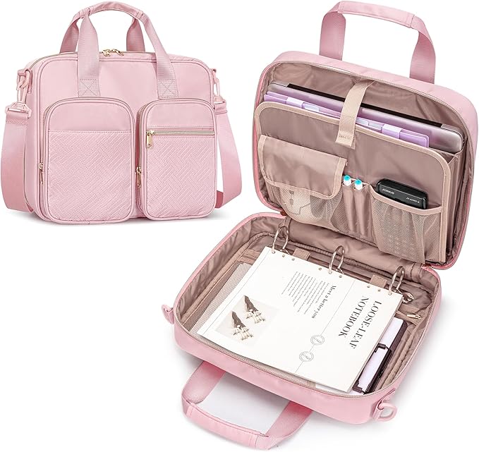 3 Ring Zipper Binder, 2 Inch Ring Binder Organizer Bag with Strap | Binder Bag Fits 13" Laptop & 500 Sheets, Detachable Shoulder Strap, Large Capacity Zip Up Portfolio Folder Bag for Office