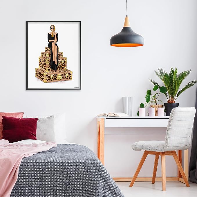 Stylish Gal Suitcases Travel Glam, 16 x 20 Inch Framed Giclée Print | Stupell Industries · By Ziwei Li · Ready to hang · Great for dorms and bedrooms · Made in USA