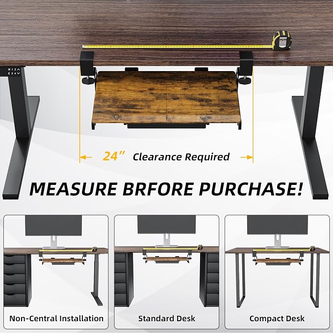 ETHU Keyboard Tray Under Desk, 19.7" X 12.2" Small Size C Clamp Keyboard Drawer Under Desk, Computer Keyboard Stand Slide Pull Out, Ergonomic Keyboard Tray for Home, Office (Wood)
