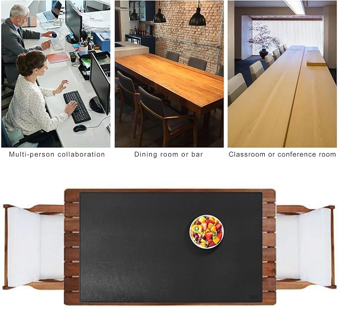 Cacoy 48" x 31.5" Leather Desk Pad, Large Gaming Mouse Pad for Desk, Office Desk Pad Blotter, XXXL Table Protector Mat, Waterproof Desktop Keyboard Mat Extended Mouse Mat (Black)
