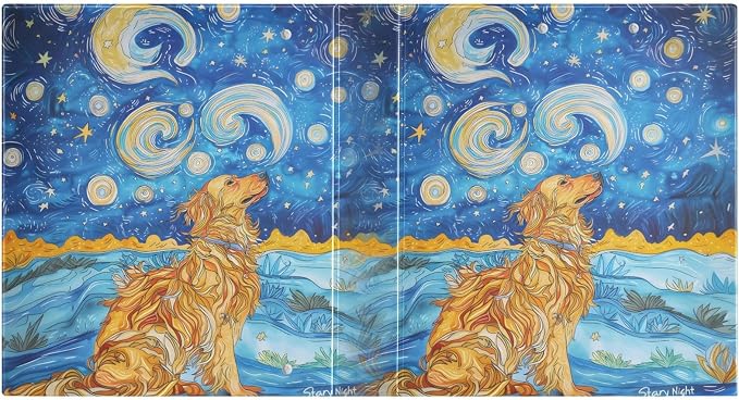 Golden Retriever Starry Night 3 Ring Binder with 2 Interior Pockets 1.5 inch Binders 3 Ring Heavy Duty Fit 8.5" x 11" Letter Size for Office School, 2 Pack