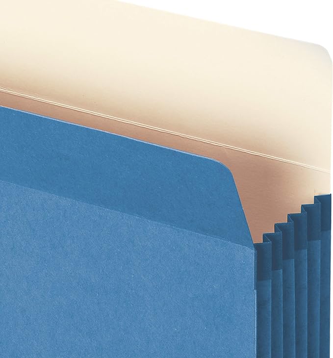 Smead File Pocket, Straight-Cut Tab, 5-1/4" Expansion, Legal Size, Blue, 10 per Box (74235)