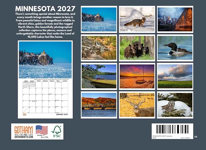 Minnesota Calendar 2027 Monthly Wall Calender 12 Month