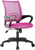 BestOffice Ergonomic Office Chair | Mid-Back Swivel Desk Chair | Pink | with Lumbar Support, Adjustable Height & Breathable Backrest | Sponge Seat & Rolling Wheels | for Home, Office | Pack of 1