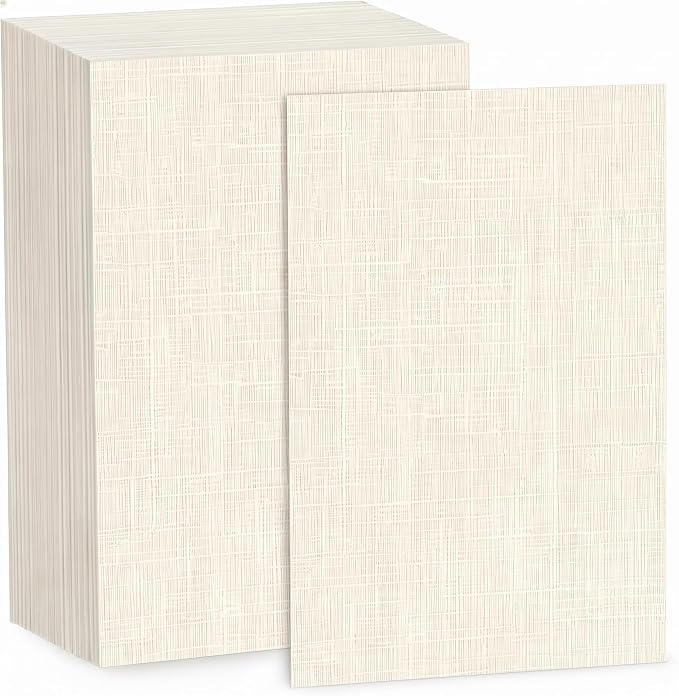 200 Sheets Ivory Linen Textured Cardstock Paper | 5x7 Inch Double-sided Textured Thick Cardstock for Printing, Wedding Invitations, Certifications or Crafts