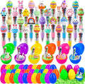 30Pcs Easter Egg Mini Multicolor Pens in One 4-in-1 Cute Pens Bulk with 30 Eggshells, Fun Gifts Assorted Ink Kawaii Ballpoint Pen