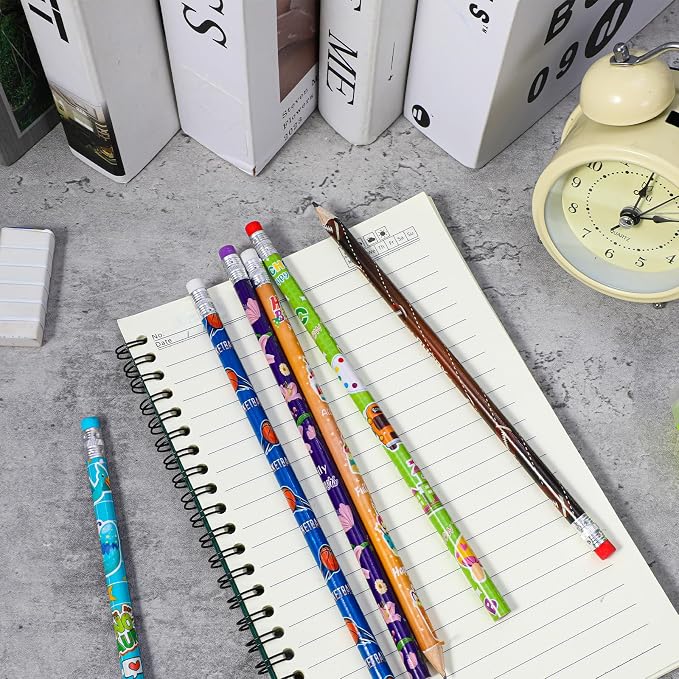 180 Pcs Colorful Wooden Pencils with Erasers, No.2 HB Multicolor Pencils Bulk for Learning Supplies, Rewards, Teacher Gifts & Party Favors