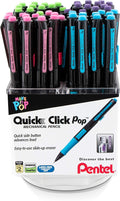 Pentel Quick Click Pop Mechanical Pencil, (0.7mm) Med. Line, Assorted Barrels, Spinner Display - 42 Pieces (PD217A-42)