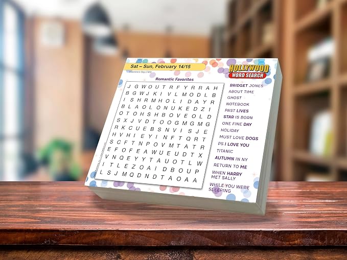 Hollywood Word Search 2026 Daily Desk Calendar: Boxed Page-a-Day Puzzle Calendar with Day-to-Day Word Searches on Movies, Stars & Pop Culture