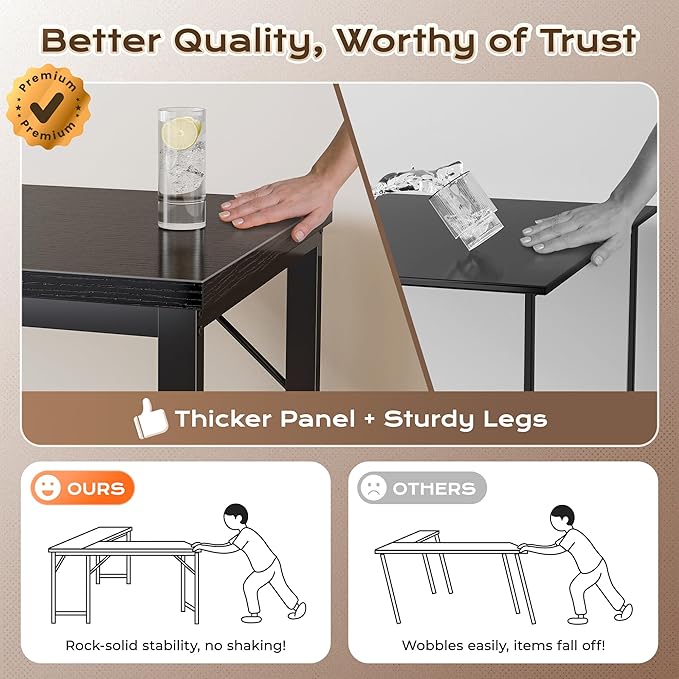 Huuger 63 Inch L Shaped Desk with Power Outlets & 0.95 Inch Thicker Desktop | Reversible Computer Desk, Larger Office Corner Gaming Desk, Metal Frame, for Home Office, Study, Black