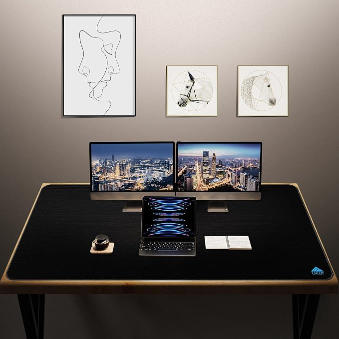Cacoy 59"x27.5" Large Gaming Mouse Pad, Professional Desk Mouse Mat, Black | XXXL Extended Mega Size Non-Slip Rubber Base Keyboard Mousepad with Special-Textured Surface Anti-Fray Stitched Edge Desk Pad