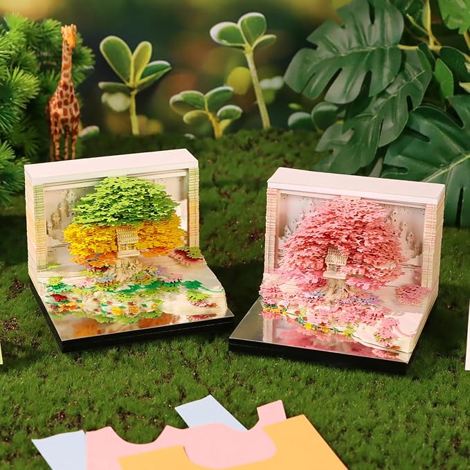 3D Time Piece Calendar, 2027 Desk Calendar With LED Light, 3d Tree Memo Pad Creative Desk Calendar, Christmas Gift for Colleague Friend, Desktop Decoration