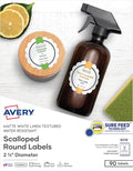 Avery Scallop 2.5 Inch Round Labels with Sure Feed for Laser & Inkjet Printers, 90 White Labels (8218)