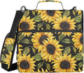 Bright Vintage Sunflower Zipper Binder with Shoulder Strap Bag 3 Ring Binder Organizer Large Capacity Multiple Compartments for School Office