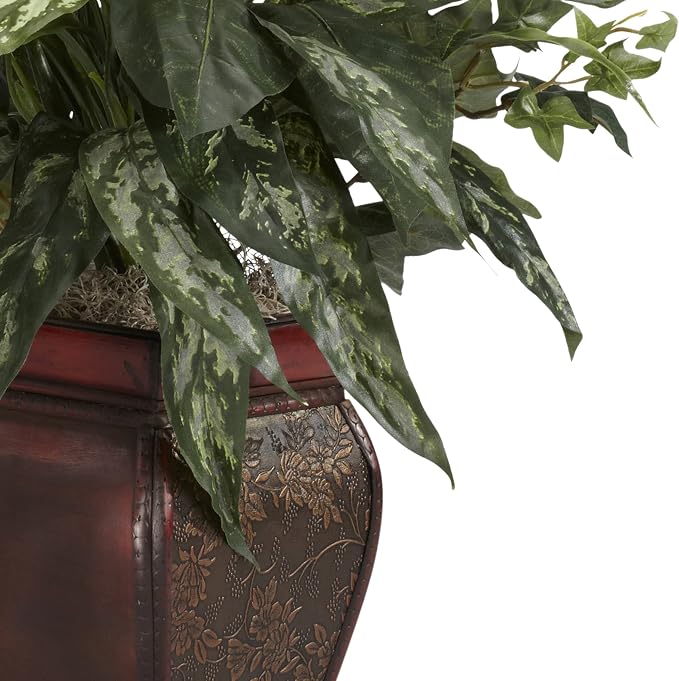 Nearly Natural 26 in Artificial Mixed Greens and Anthurium with Vase | Vibrant Red Plumage, Lifelike Textures, Decorative Vase Included, Year-Round Home or Office Decor Accent