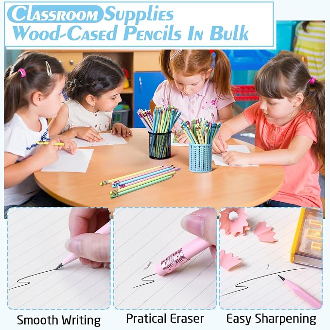 Cholemy 120 Pcs Welcome Back to School Gifts Colorful #2 HB Pencils Bulk with Top Eraser Unsharpened Decorative Pencils for Students First Day of Schools Classrooms Reward(Colorful,Pastel)