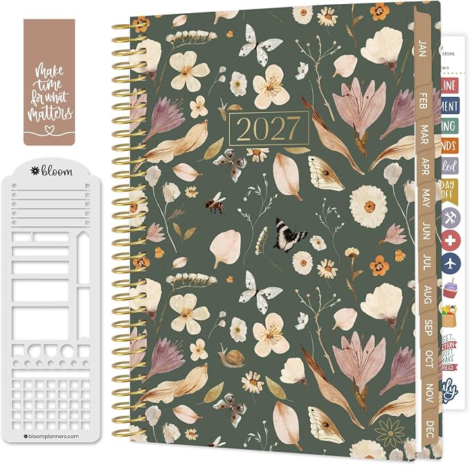 bloom daily planners 2027 Planner (January - December 2027) - Weekly & Monthly Softcover Planner for Women - Calendar Year Inspirational Agenda Book with Stickers - 5.5" x 8.25" - Butterfly Garden