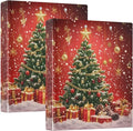 Christmas Tree Gift Box 3 Ring Binder with 2 Interior Pockets 1.5 inch Binders 3 Ring Heavy Duty Fit 8.5" x 11" Letter Size for Office School, 2 Pack