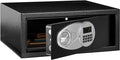 Amazon Basics Steel Security Safe and Lock Box with Digital Keypad, Electronic Lock, Emergency Key Open, Secure Cash, Jewelry, Documents, Black, 0.7 Cubic Feet, 16.9-x-14.6-x-7.1-inches (WxDxH)