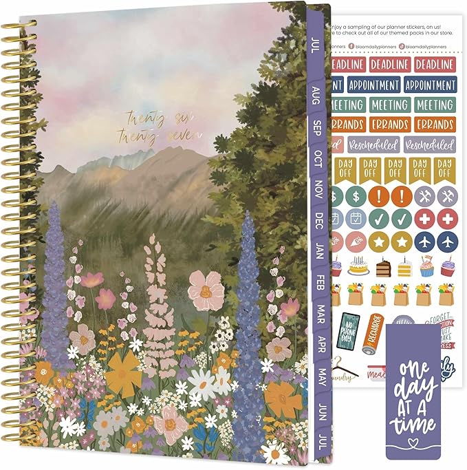 bloom daily planners 2026-2027 Planner - Academic Year (July 2026 - July 2027) Monthly & Weekly Soft Cover Planner for Women - 13 Month Agenda Book with Stickers - 5.5" x 8.25" - Wildflower Mountainside