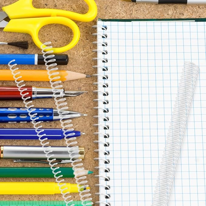 Leinuosen 120 Pack Binder Coils,1/4 5/16 3/8 1/2 5/8 3/4 Inch,Transparent | Plastic Spiral Binding Coils for Documents, Reports, Notebooks, Compatible with Standard Binding Machines, Office Supplies