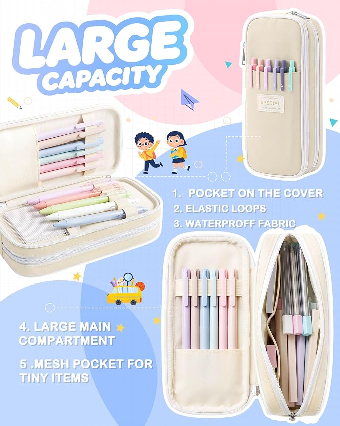 63PCS Stationery Set Aesthetic School Supplies with Pen Case & Notebook