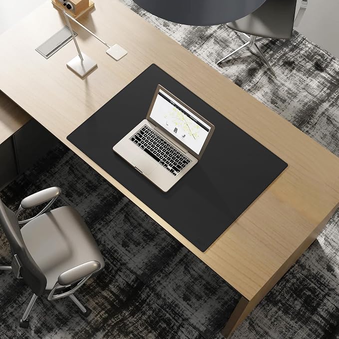 Cacoy 31.5" x 24" Leather Desk Mat, Large Desk Protector Mat, PU Leather Desk Pad, Non-Slip Large Gaming Mouse Pad, Desk Blotter, Desk Pads on Top of Desks, Home Office Desk Matt for Desktop (Black)