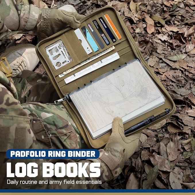 WYNEX Tactical Notebook Padfolio 6 Ring Binder, A5 Refill Paper | M-7.3x10" Zip Hardcover Notebook, 80 Sheets Loose Leaf Paper, 1"O-ring Water-Resistant Planner, for Office College Field Gift