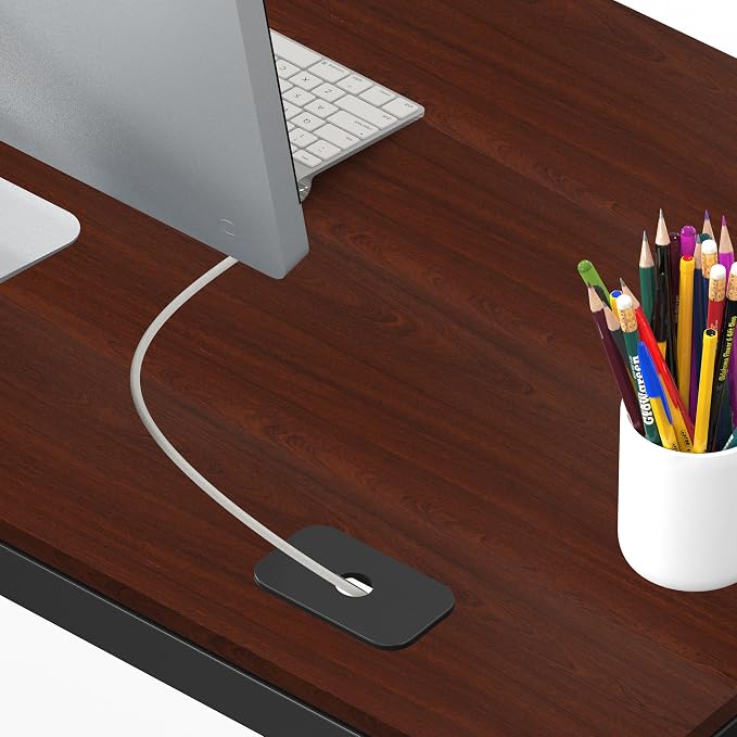 SHW 55-Inch Commercial-Grade Office Computer Desk, Cherry | 10-Year Limited Warranty