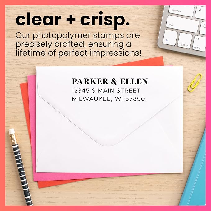 ExcelMark Personalized Return Address Stamp – Custom Self Inking Rubber Stamp (Medium, The Statement)