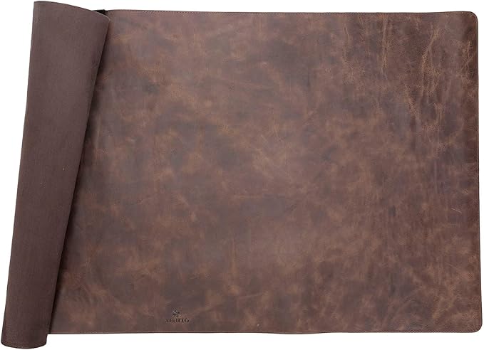 Premium Leather Desk Pad Mat (36 X 19 inch) - Large Desk Mat for Keyboard and Mouse Home Office Accessories (Coffee Brown)
