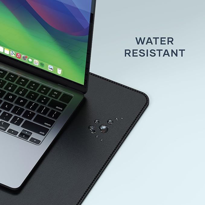 Satechi Vegan-Leather Desk Mat, Scratch and Water Resistant, Black | Large Mouse Pad, Ergonomic, Easy to Clean, 26.8 x 12.4 x 0.1 inches, for Office and Home