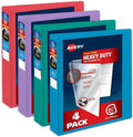 Avery Heavy-Duty View 3 Ring Binders, 1.5", 4 Assorted Bright Binders | For Heavy School, Home and Office Use, DuraHinge Tear-Resistant Spine, DuraEdge Split-Resistant Sides, Interior Pockets