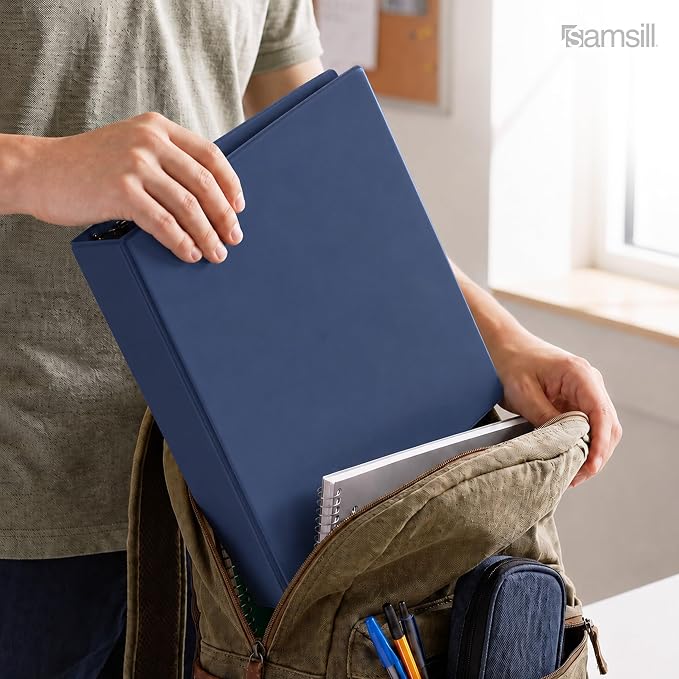 Samsill 1.5 Inch 3 Ring Binders, Economy Round Ring, Clear View Cover, 325 Sheet Capacity - for School, Home, Office - Blue, 12 Pack