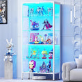Glass Display Cabinet, 5-Tier Display Case with Adjustable Glass Shelves, Metal Curio Cabinet with 3 Color Lights for Collectibles, Bookcase with Human Body Sensor, White