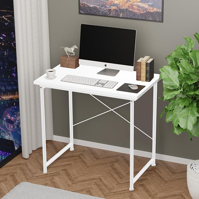 Small Space Writing Desk with Headphone Hooks, Modern Simple Design, Suitable for Study, Home Office and Living Room