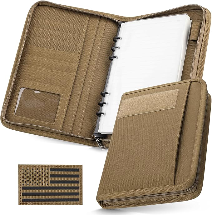 WYNEX Tactical Notebook Padfolio 6 Ring Binder, A5 Refill Paper | M-7.3x10" Zip Hardcover Notebook, 80 Sheets Loose Leaf Paper, 1"O-ring Water-Resistant Planner, for Office College Field Gift