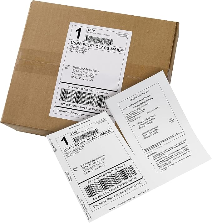 Avery Printable Shipping Labels with Paper Receipts, 5-1/16" x 7-5/8", White, 100 Blank Mailing Labels (27900) (Pack of 5)