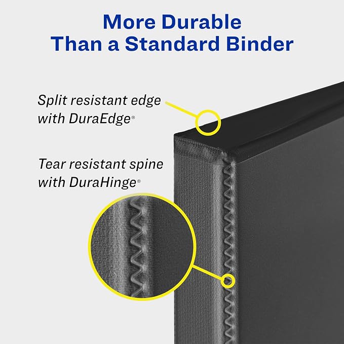 Avery Durable Clear View 3 Ring Binders, 3 Inch Binder Rings, 4 White Binders (09203)