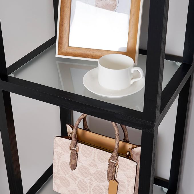 FENLO LED Glass Display Cabinet – Dimmable Lighted Furniture for Bedroom, Living Room, or Office – Glass Curio Cabinet Shelf Lamp with App + Remote Control + Adjustable Lighting Fantasy Lite