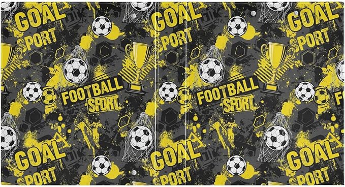 Aslsiy Kids 3 Ring Binder 1.5 Inch Football Yellow Soccer Gray Girls Round Clipboard Binder Decorative Harcover Binders Organizer for Office School Supply