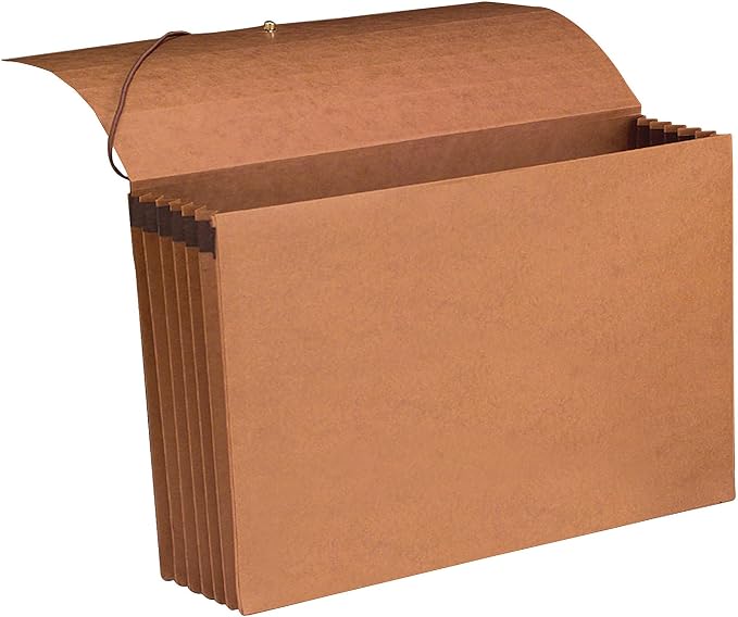 Smead 100% Recycled Expanding File Wallet with Flap and Cord Closure, Reinforced, 5-1/4" Expansion, Legal Size, Redrope, 10 per Box (71199)