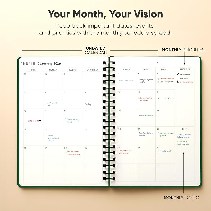 2026 Planner. 8.5" x 11" Spiral-Bound Weekly, Monthly and Daily Planner - Organize All 52 Weeks - Increase Productivity and Get Organized - Productivity Store (Green)