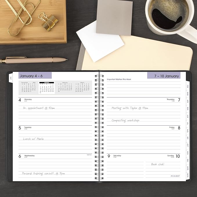 AT-A-GLANCE 2027 Planner Refillable, Weekly & Monthly, 7.5" x 9.25", Executive, DayMinder, Black (G5450027)