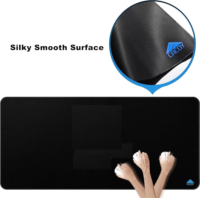 Cacoy 48"x24" XXL Large Gaming Mouse Pad, Non-Slip Computer Desk Mat, Black | Durable Stitched Edges Desk Pad for Gamer Optimized Special-Textured Surface Oversized Keyboard Mousepad for Speed & Control