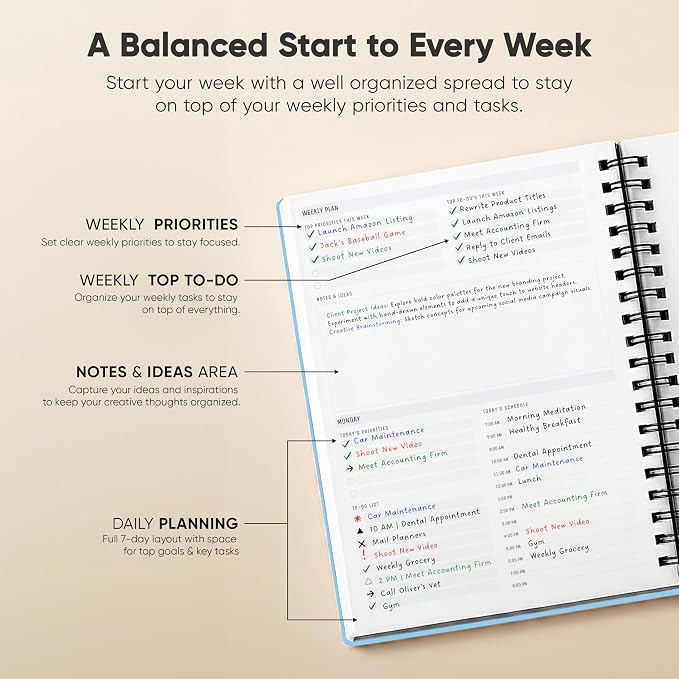 2026 Planner. 8.5" x 11" Spiral-Bound Weekly, Monthly and Daily Planner - Organize All 52 Weeks - Increase Productivity and Get Organized - Productivity Store (Blue)
